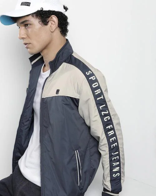 Colourblock Zip-Front Bomber Jacket