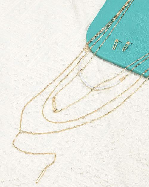 Buy 4Layered Safety Pin Necklace & Earrings Set ZPFK11522 Online at Best Prices in India