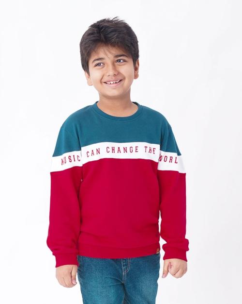 Sustainable Colourblock Round-Neck Sweatshirt