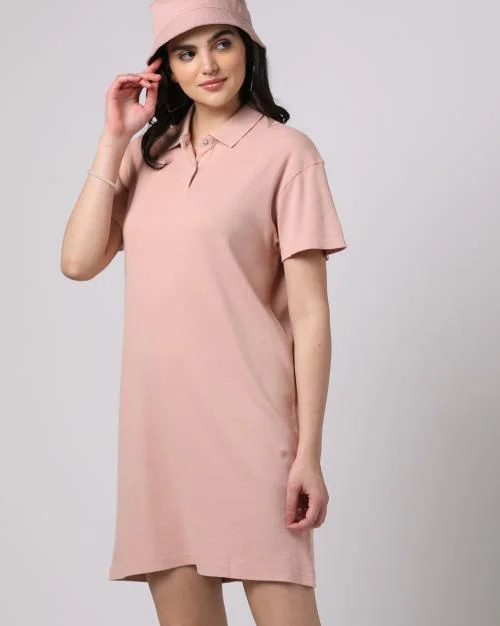 Ribbed Polo T-Shirt Dress