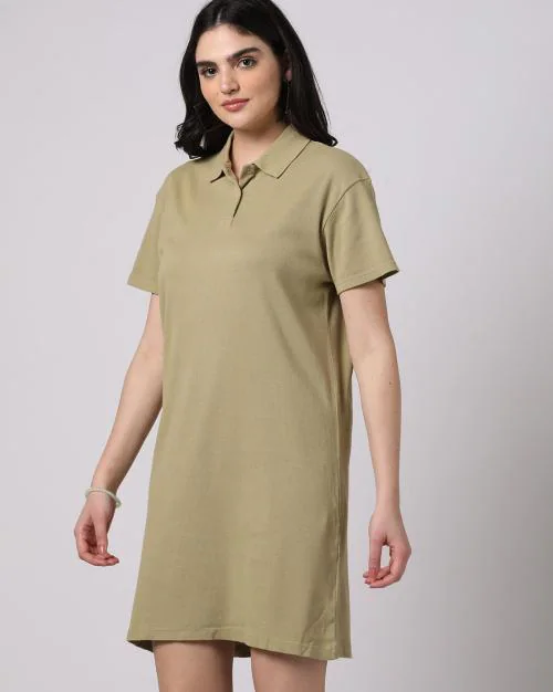 Ribbed Polo T-Shirt Dress