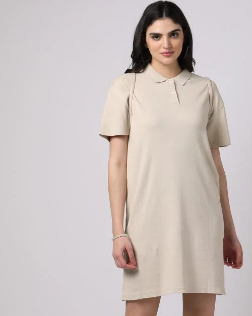 Ribbed Polo T-Shirt Dress