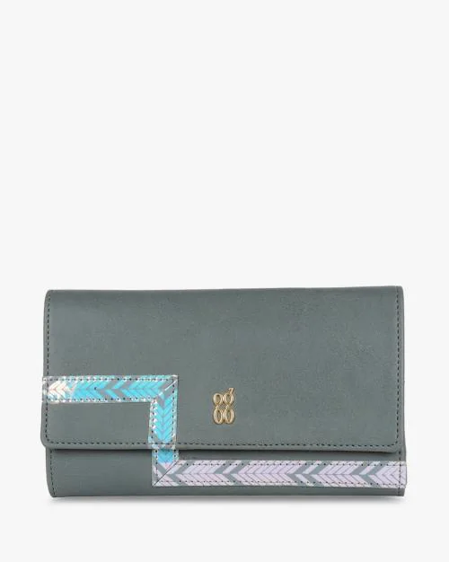 Tri-Fold Wallet with Magnetic Button Closure