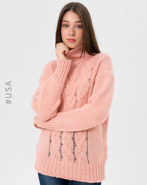 Cable-Knit High-Neck Pullover