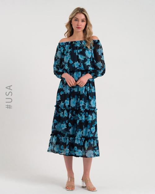 Floral Print Off-Shoulder Tiered Dress