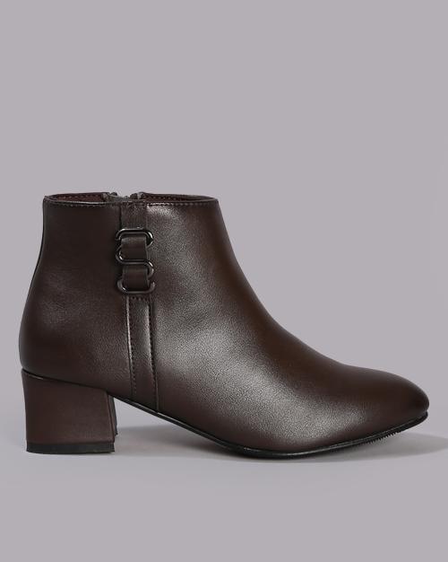 Women Ankle-Length Boots with Zip Closure
