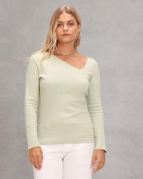 V-Neck Full-Length Sleeves Top