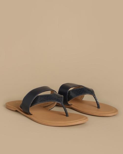 Women Croc-Embossed Thong-Strap Flat Sandals