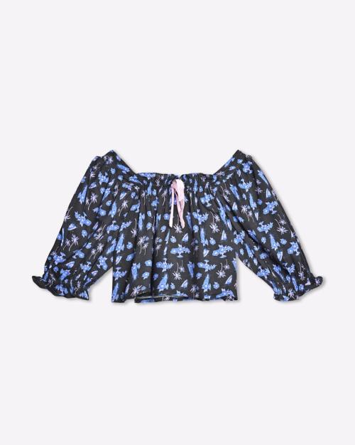 Floral Print Square-Neck Top