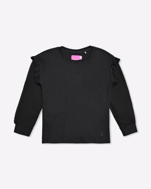 Ruffled Round-Neck Sweatshirt