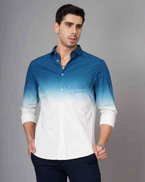 Ombre-Dyed Slim Fit Shirt