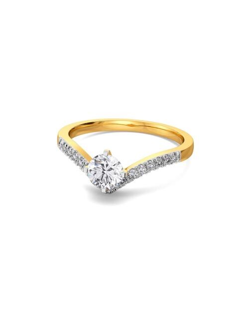 Rock Bort Yellow Gold Diamond-Studded Ring