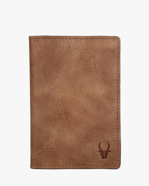 Embossed Logo Leather Passport Holder