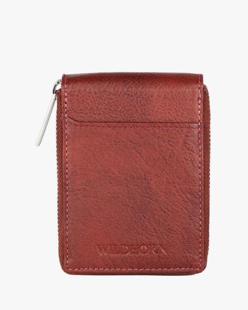Leather Bi-Fold Zip-Around Wallet
