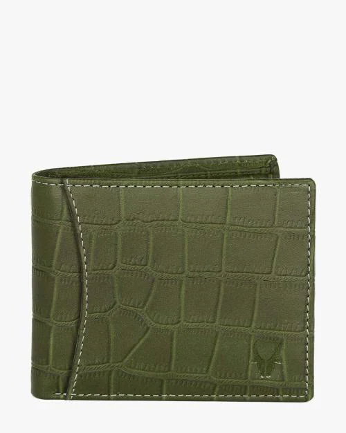Croc-Embossed Leather Bi-Fold Wallet