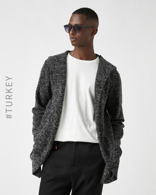 Heathered Cardigan with Hood