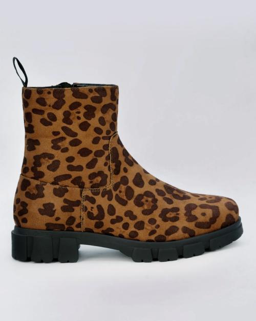 Leopard Print Ankle-Length Boots