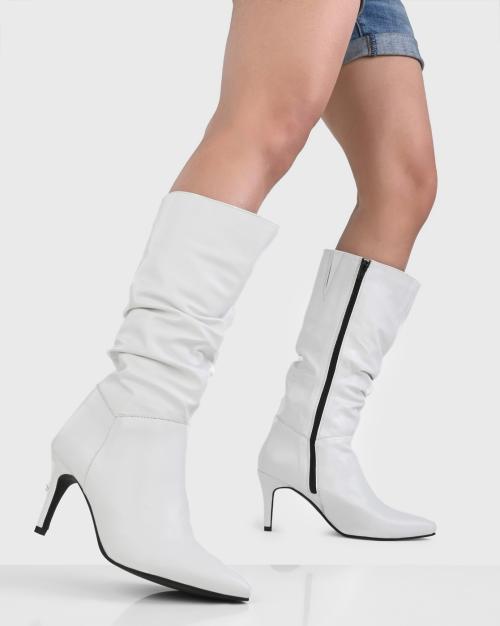 Pointed-Toe Mid-Calf Boots