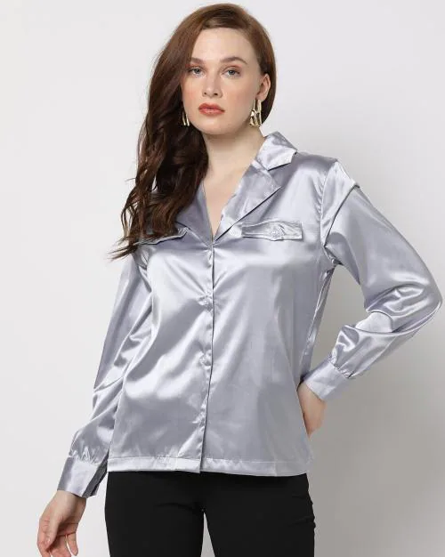 Notched-Lapel Collar Shirt