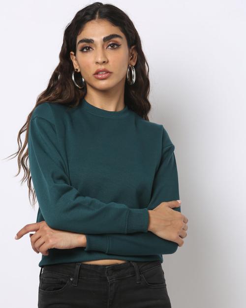 Crew-Neck Sweatshirt with Ribbed Hem