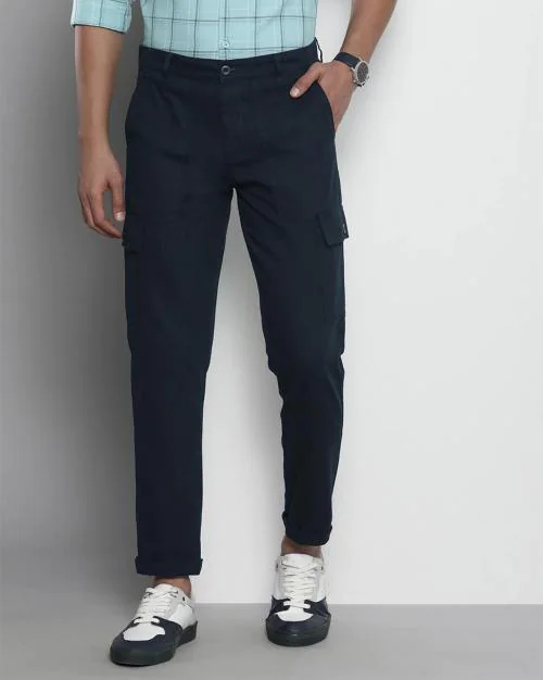 Solid Flat-Front Cargo Pants