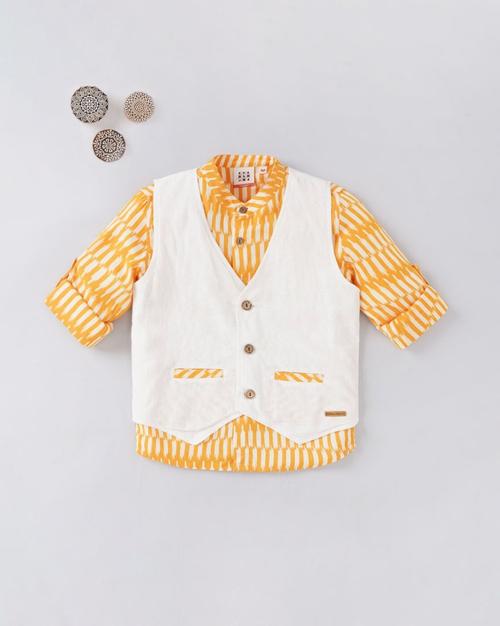 Ikat Print Shirt with Waistcoat