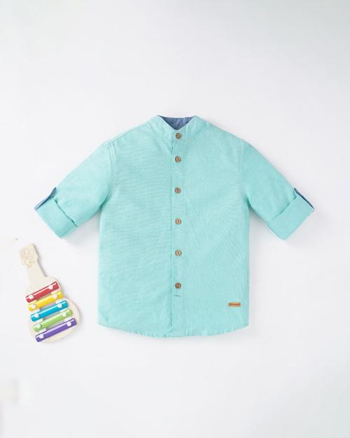 Shirt with Band Collar