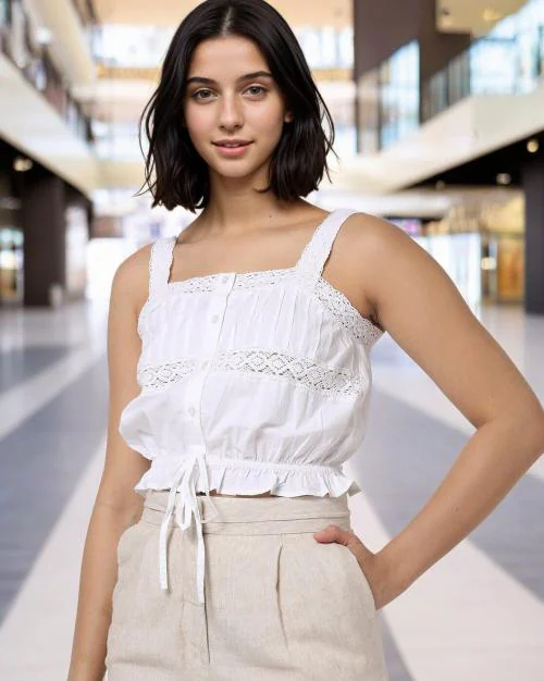 Laced Top with Waist Tie-Up