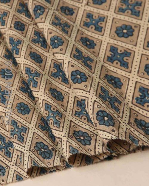 Handblock Print Ajrak Cotton Blouse Fabric