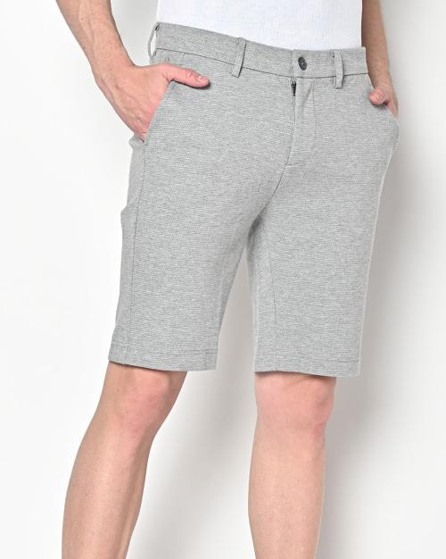 Micro Print Slim Fit Knit Shorts