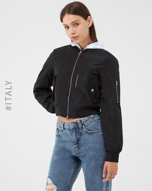 Zip-Front Bomber Jacket with Flap Pockets