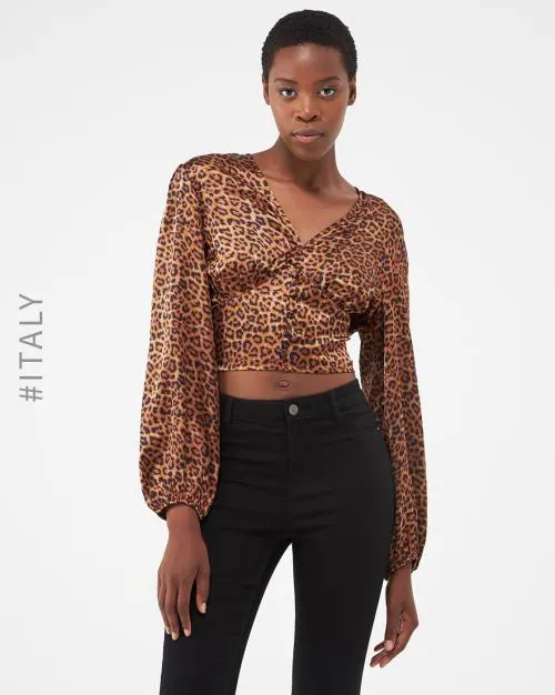 Animal Print V-Neck Top