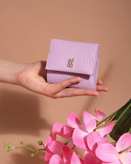 Croc-Embossed Tri-Fold Wallet