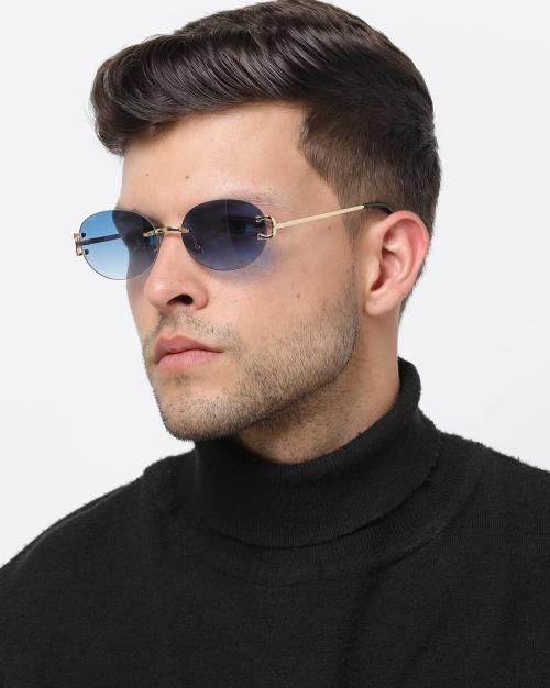 B50707 UV-Protected Rim-Less Oval Sunglasses