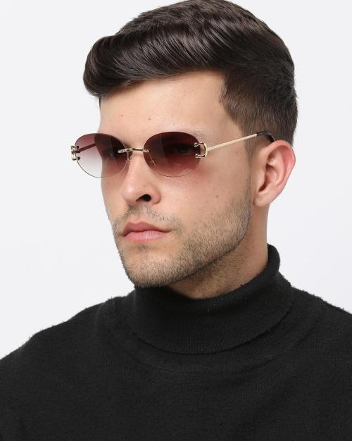 B50707 UV-Protected Rim-Less Oval Sunglasses