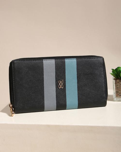 Striped Zip-Around Wallet
