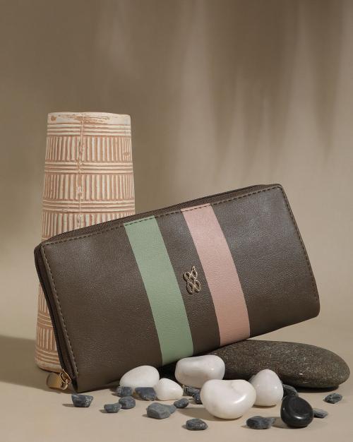 Striped Zip-Around Wallet