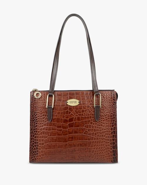 Croc-Embossed Tote Bag with Dual-Handles