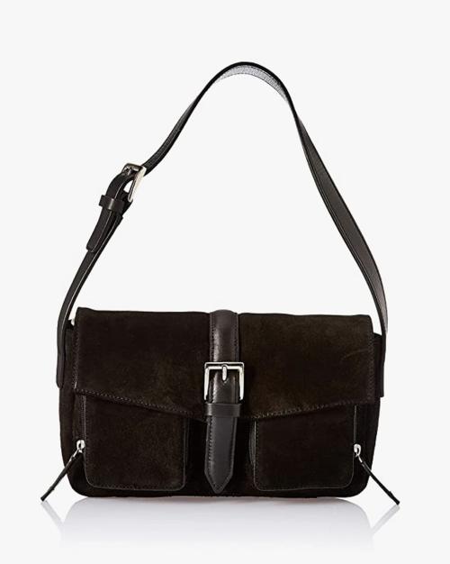 Leather Shoulder Bag with Flap Closure