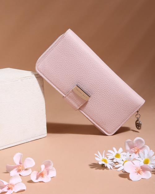 Zip-Around Wallet with Snap-Button Closure