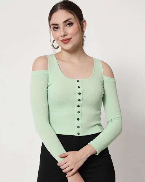 Scoop-Neck Cold-Shoulder Top