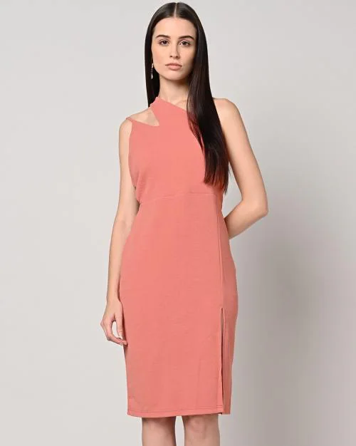 One-Shoulder Sheath Dress with Slit