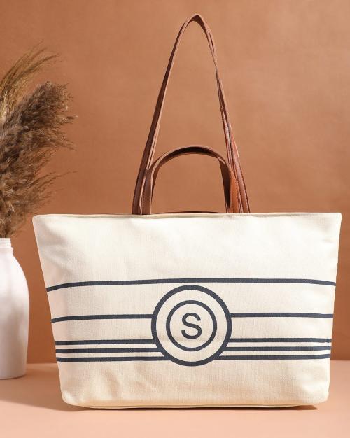 Striped Tote Bag with Sturdy Handles