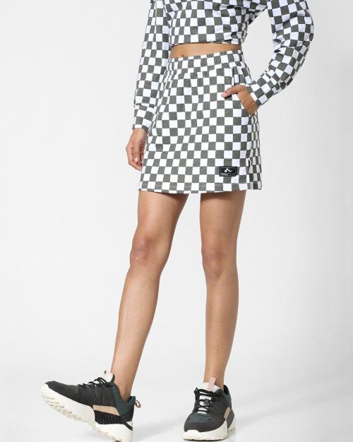 Checked Straight Mini Skirt