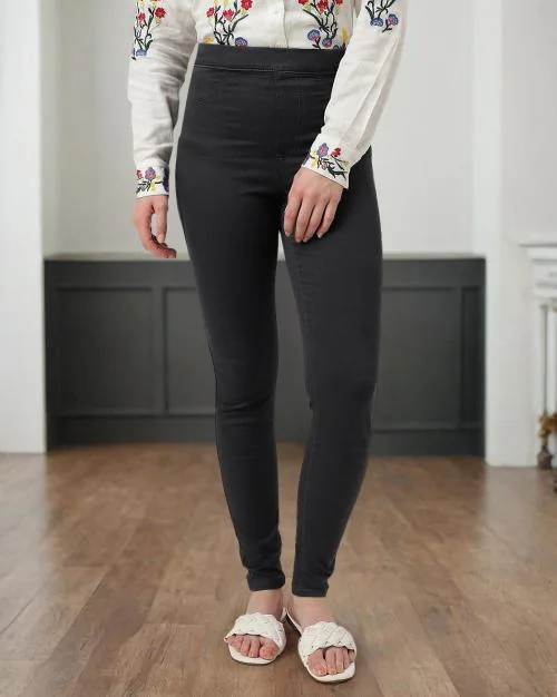 Cotton Mix Plain Regular Fit Jeggings