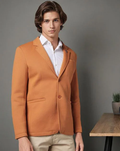 Single-Breasted Blazer with Notched Lapel