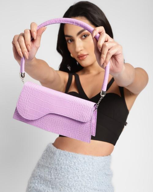 Croc-Embossed Shoulder Bag