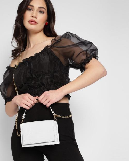 Croc-Embossed Shoulder Bag