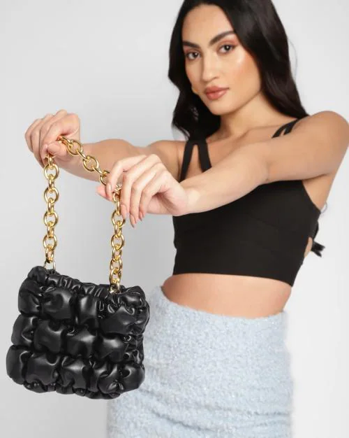 Quilted Shoulder Bag with Chain Strap