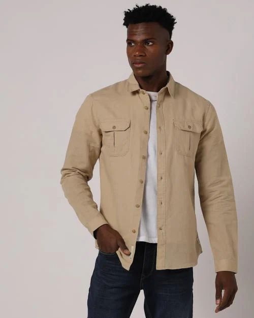 Twin Flap Pocket Linen Utility Shirt